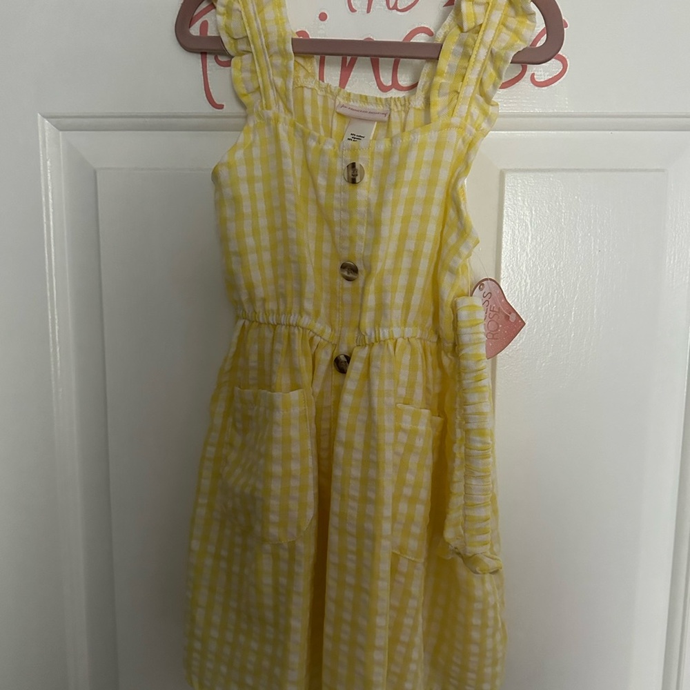Sunny Yellow Checkered Kids Dress